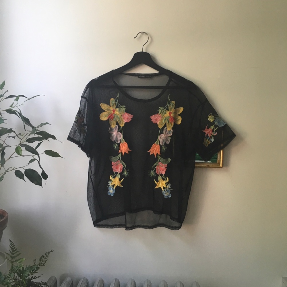 Embroidered Mesh Shirt